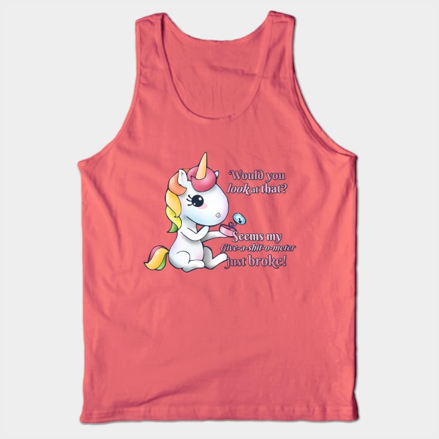 Snarkles the Vulgar Unicorn - Give-a-shit-o-meter Tank Top by LyddieDoodles